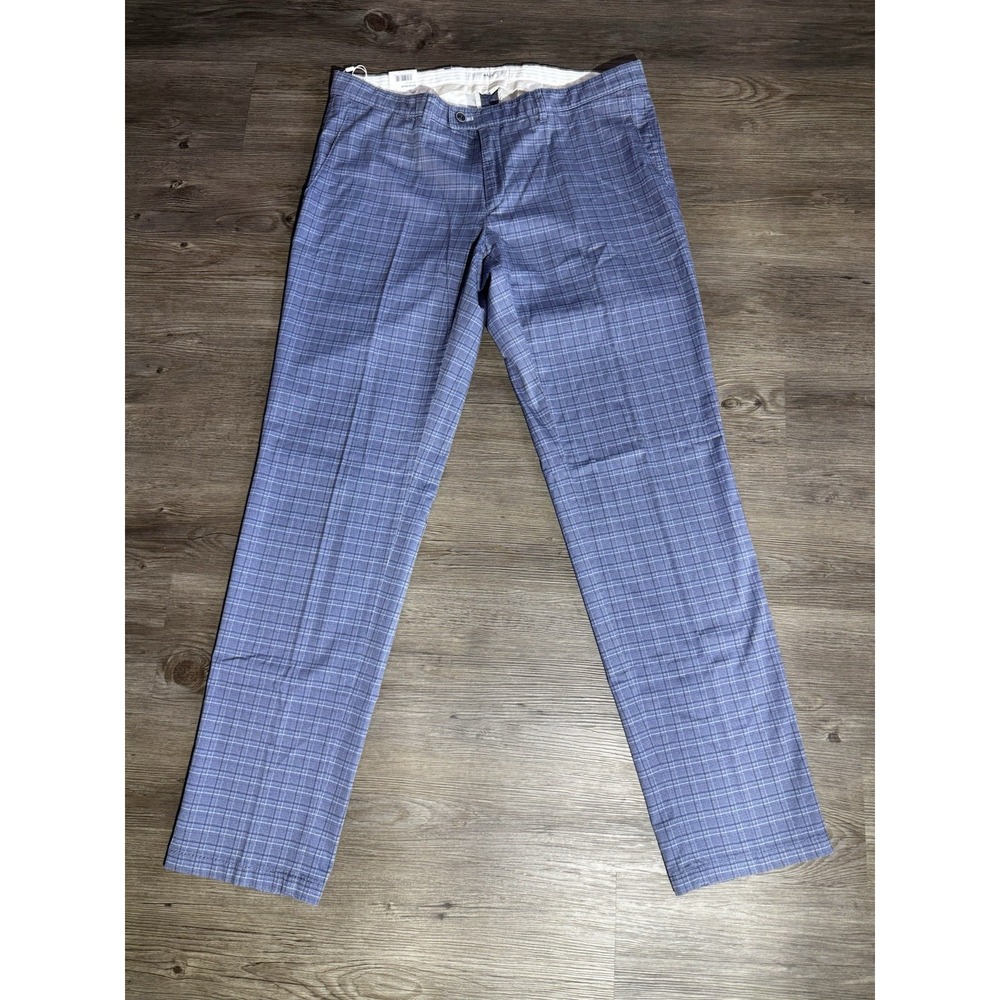 NWT BRAX Felix Digital Flex Blue Gray Plaid Pants Men's 36x34 Modern Fit